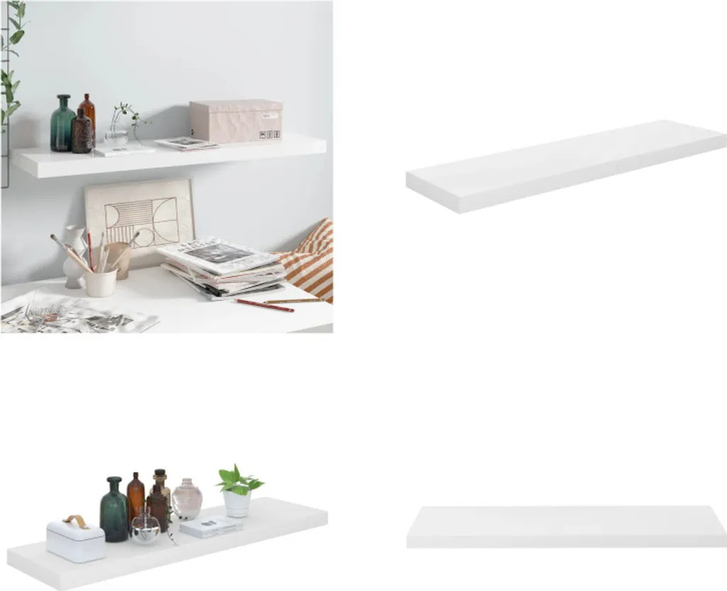 Scaffale Galleggiante vidaXL Bianco Lucido 90x23,5 MDF | Mensola Design