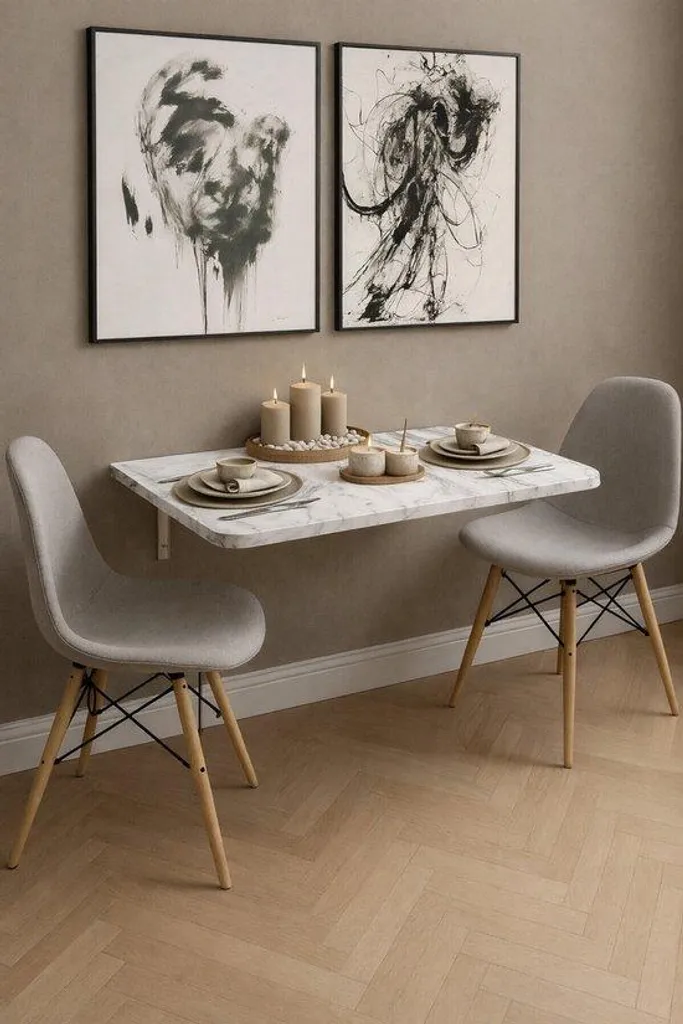 Table pliante murale gain de place 90x50 cm - Solution petit appartement