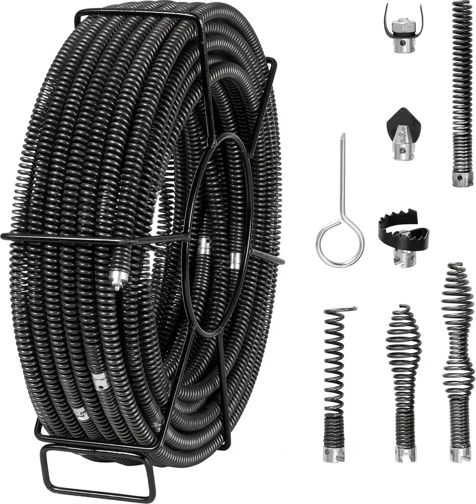 Spirale de nettoyage de tuyaux en acier flexible 30m haute résistance