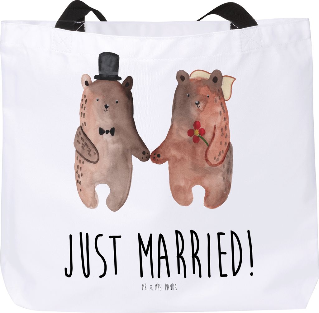 Mr. & Mrs. Panda Beutel Bär Heirat - Weiß - Geschenk, Büchertasche, Teddy, Verheiratet Heirate Hochzeit Hochzeitsgeschenk Hochzeitspaar, Tasche,...