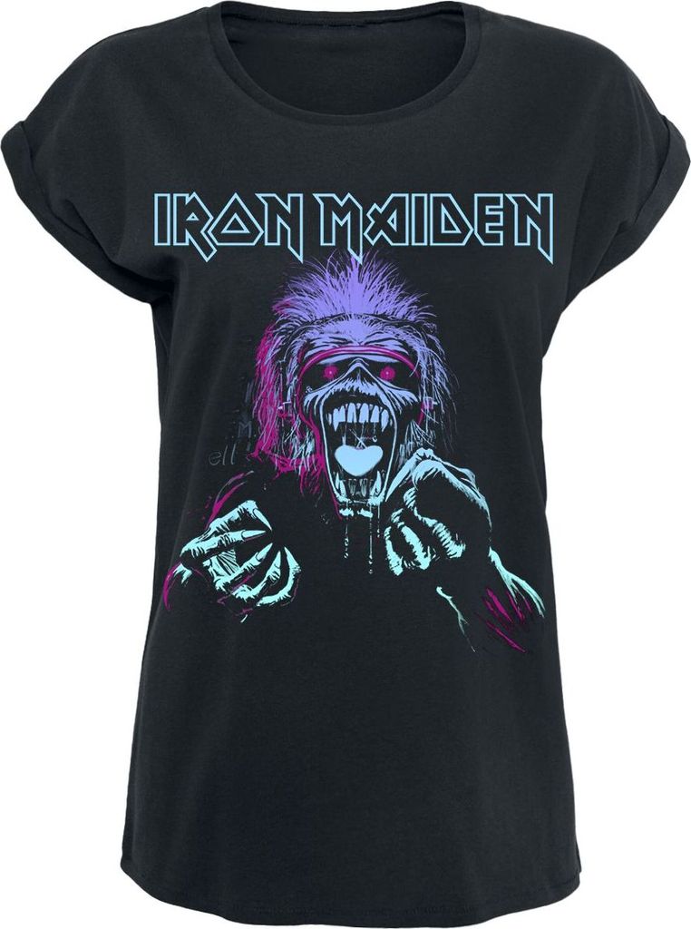 Iron Maiden T-Shirt Damen Pastel Eddie schwarz Band-Merch, Bands 100% Baumwolle M