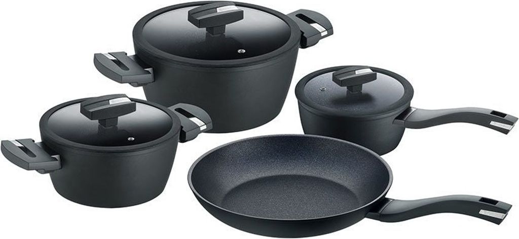 Kochtopfset 4-teilig cm, Aluminium, schwarz - Balance Induction Enduro