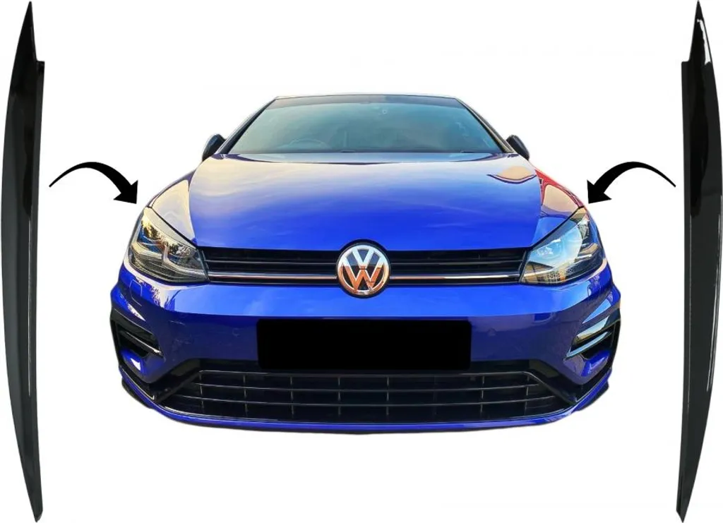 Sourcils de phares Look Sport pour VW Golf 7 5G 2013-2017 Noir laqué