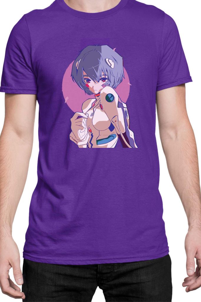 Herren T-Shirt Manga Japan Anime Comics Animation Neon Anime Genesis Manga Evangelion Rei Ayanami 05, Man M / Lila