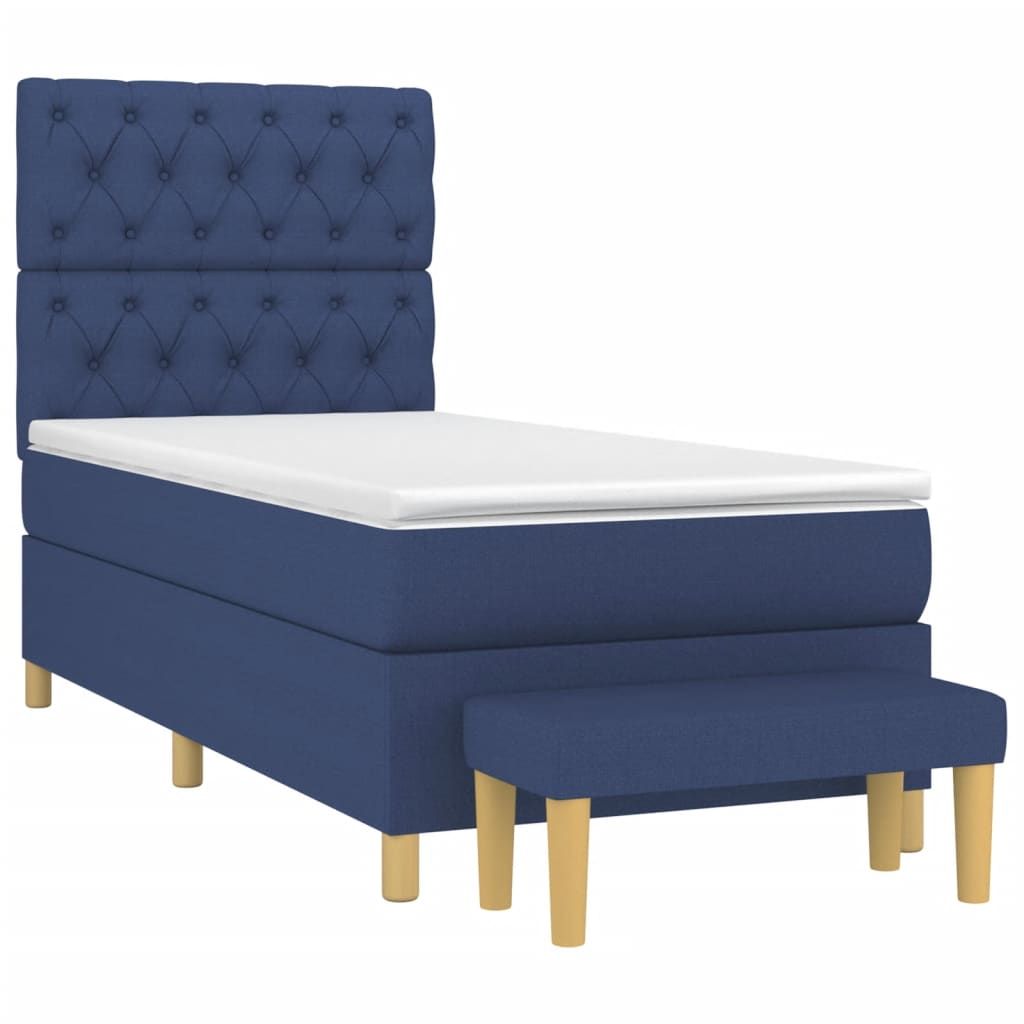 vidaXL Boxspringbett mit Matratze Blau 80x200 cm Stoff - Betten & Bettgestelle