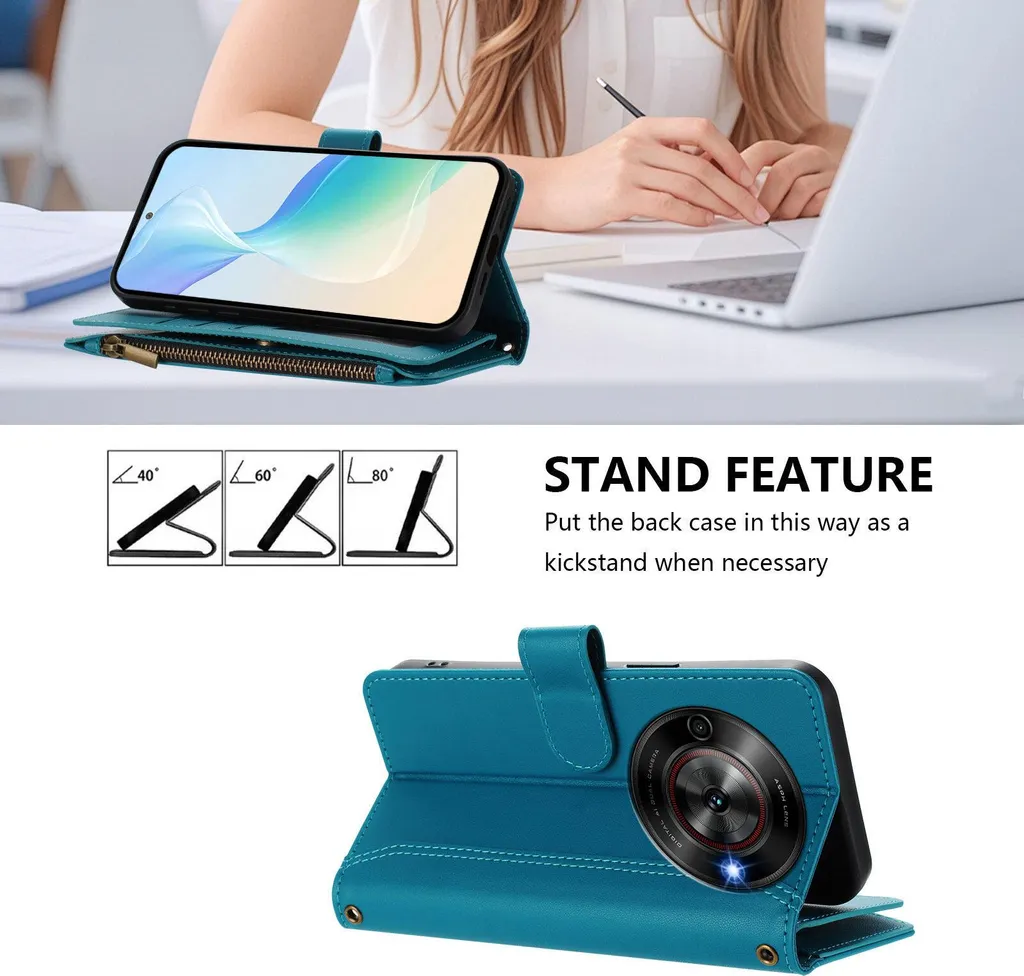 Custodia ZTE Blade A73 5G / Nubia Focus - Portafoglio in Pelle Blu Lake - 2