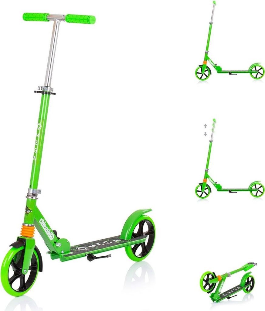 Chipolino Kinderroller Omega PolyurethanRäder ABEC-7 Lager verstellbar faltbar Bremse grün