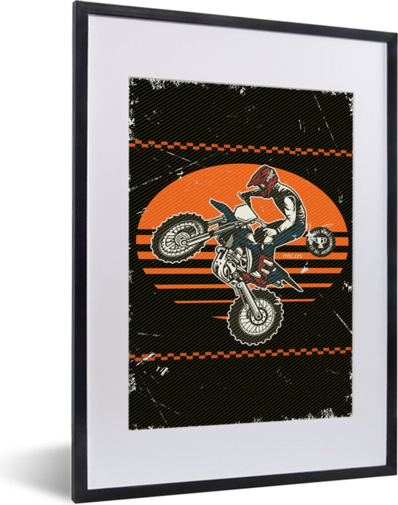 MuchoWow MuchoWow Gerahmtes Poster Vintage - Motor - Muster 30x40 cm - Poster mit zchwarzem Bilderrahmen - Wandposter Schlafzimmer