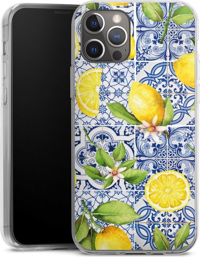 DeinDesign Handyhülle für Apple iPhone 12 Pro Silikon Hülle Case Smartphone Schutzhülle Griechenland Muster Zitrone