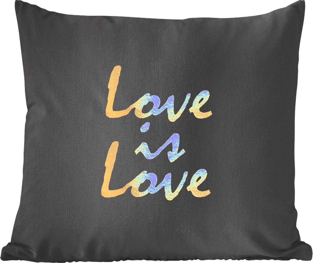 MuchoWow Zierkissen Sofakissen Wohnzimmer Dekokissen 50x50 cm Zitat - Liebe - Gold - Komfort - Sofakissen