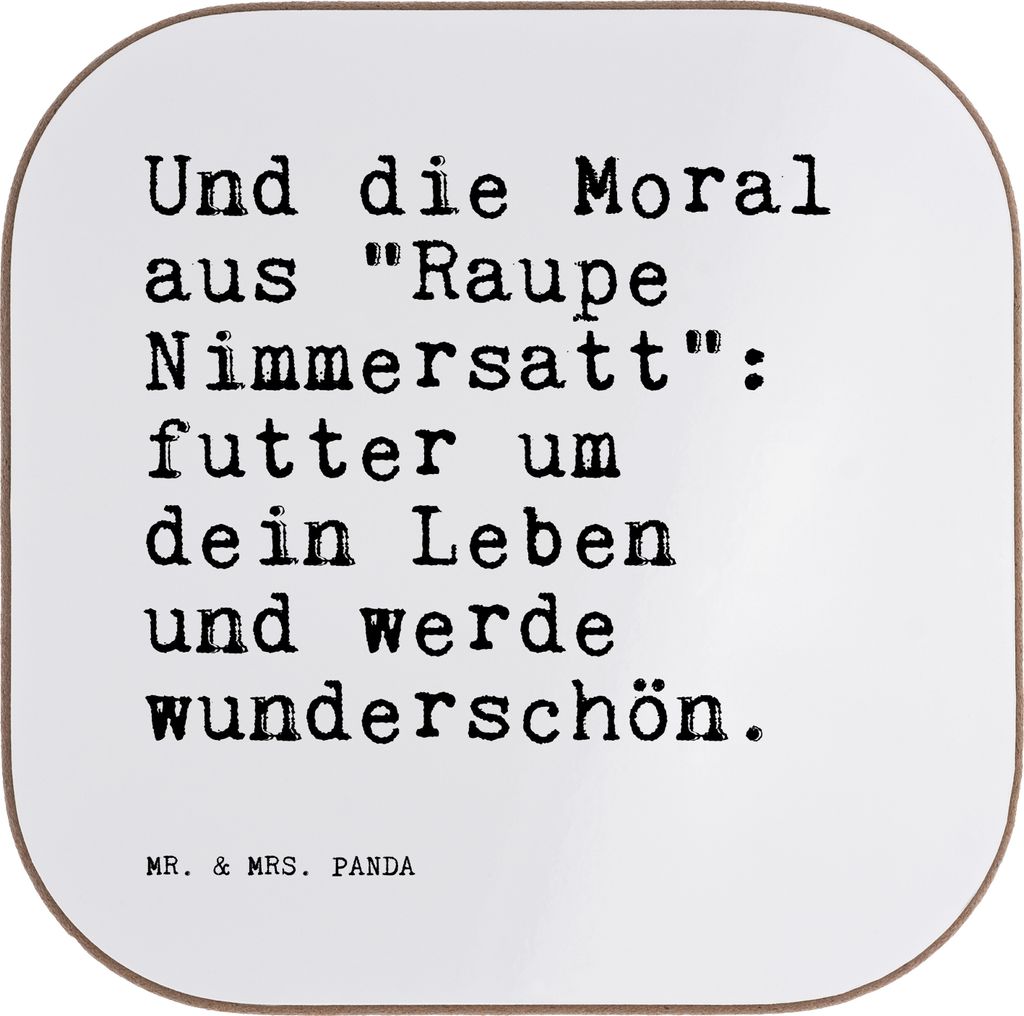 Mr. & Mrs. Panda Holzuntersetzer Und die Moral aus... - Weiß - Geschenk, Lebenslehre, Sprüche, Untersetzer für Gläser, schlauer Spruch, Frau, T...