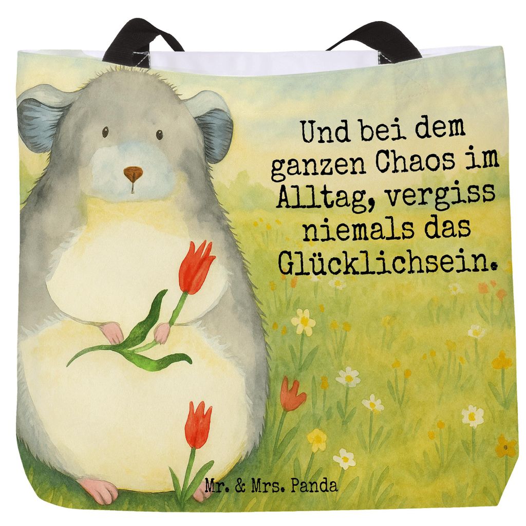 Mr. & Mrs. Panda Reisetasche Chinchilla Blume Design - Weiß - Geschenk, traurig sein, Tragetasche, Tasche, Büro, Liebeskummer, Tote Bag, Schultas...