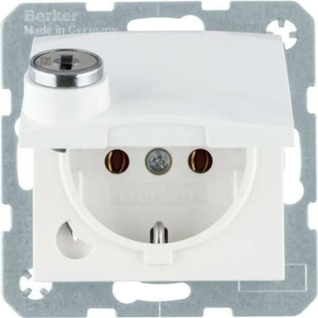 Prise électrique SCHUKO encastrable blanc polaire pour tiroir mural