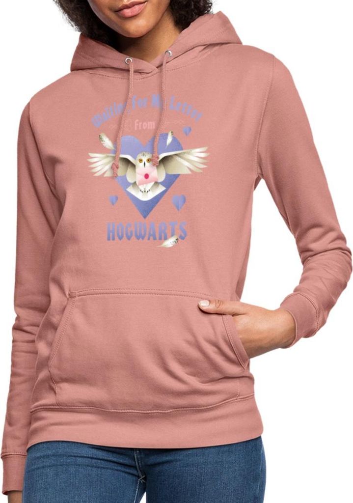 Spreadshirt Harry Potter Hedwig Spruch Brief Aus Hogwarts Damen Hoodie, L, Altrosa