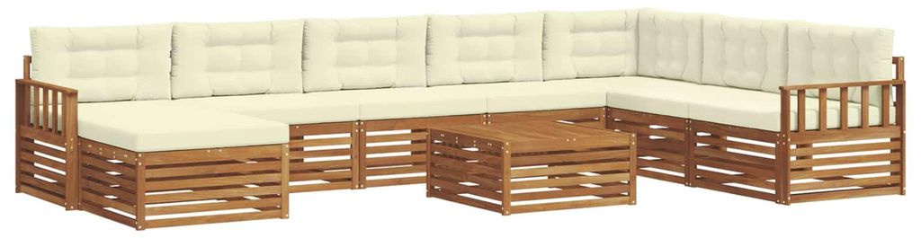 vidaXL Outdoor-Sofagarnitur 9 pcs Natur und Creme Massivholz Akazie