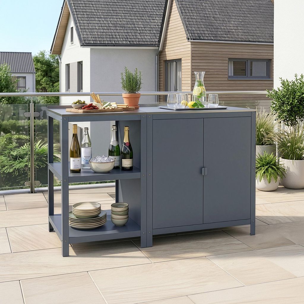 Outdoorset 'Bolognano' Standregal und Schrank Stahl Produktbild 