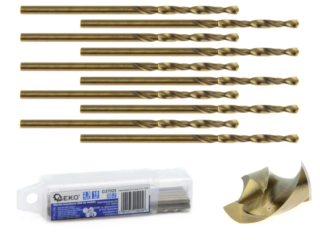 GEKO G37025 Punte Trapano Cobalto 5% 2,5mm per Metalli Duri