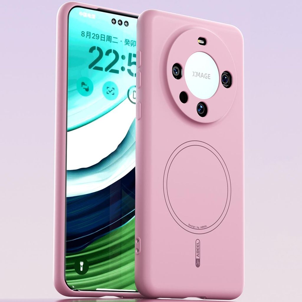 Magnetische Handyhülle für Huawei Mate 60 Pro/Mate 60 Pro+, MagSafe kompatible, Flüssig Silikon Stoßfest Kratzfest Hülle Pink
