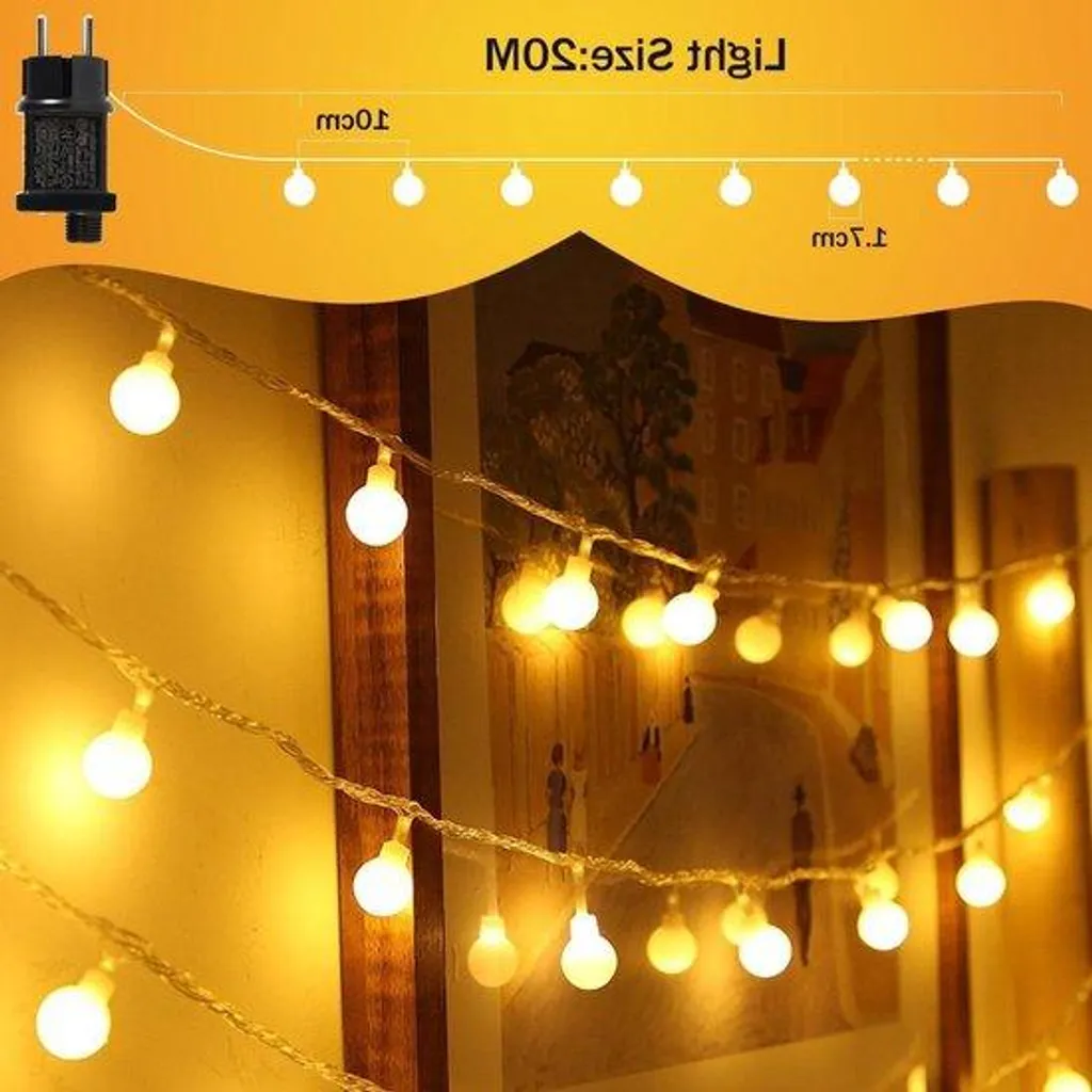 Guirlande lumineuse LED 20m IP45 blanc chaud pour décoration extérieure