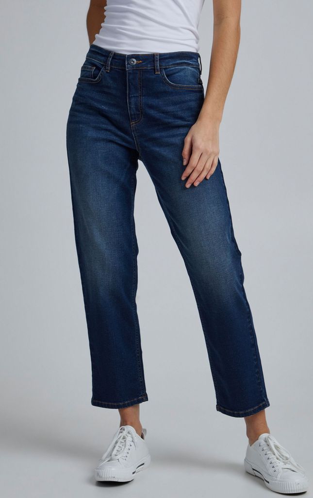 ICHI IHTWIGGY RAVEN Damen Jeans Denim Hose mit Stretch gerader Schnitt Crop Länge
