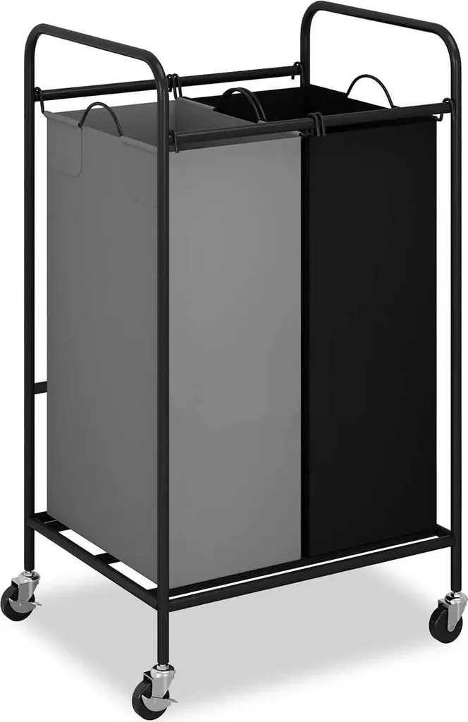 Cesto Biancheria 2 Scomparti Bronzo | Sacchi 2x40L e Ruote 360°