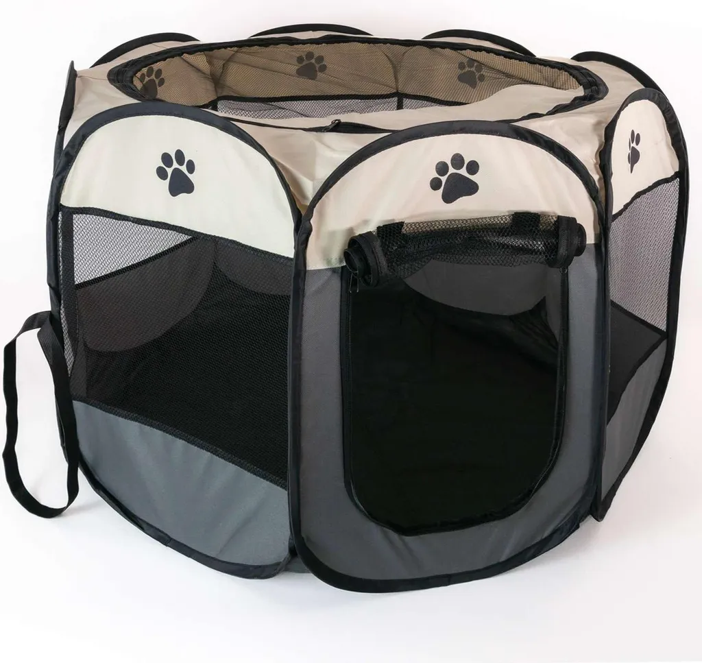 Intirilife Tenda da Gioco per Cuccioli 77x58cm - Box Oxford Grigio
