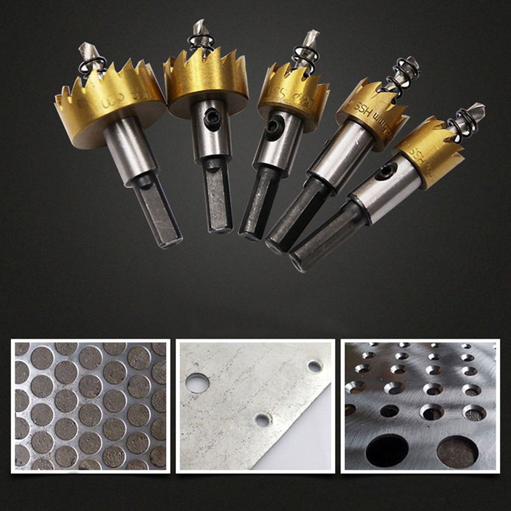 5pcs 16/18.5/20/25/30mm Lochbohrmaschine Bit Hochgeschwindigkeit Stahlkarbidspitze runde Multifunktionale Lochsäge Set -Bohrer Bit -Elektrowerkzeug