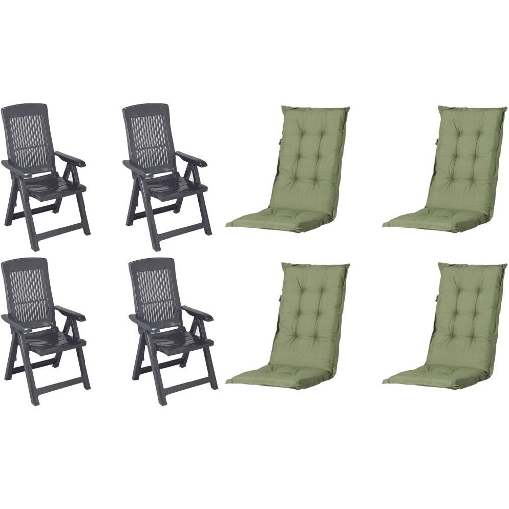 Progarden Klappsessel Tampa mit Auflage 4er Set anthrazit / grün