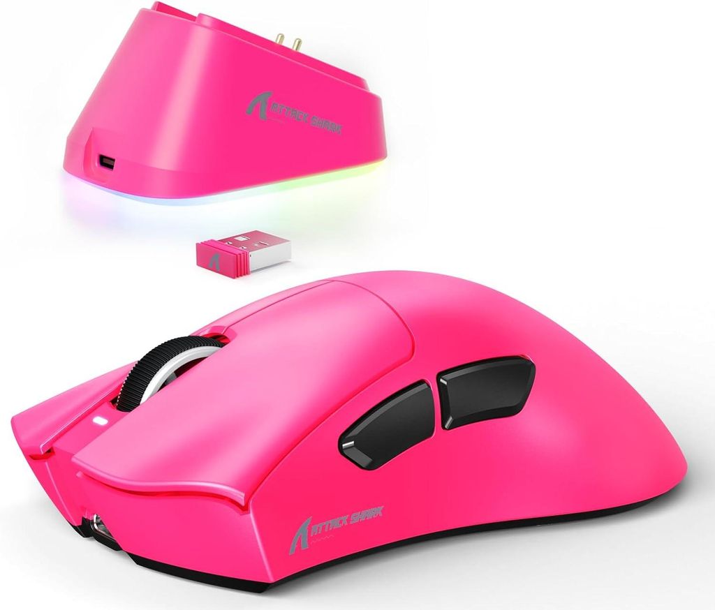 Kabellose Gaming-Maus V3PRO mit Magnet-Ladedock, PAW3311 Sensor, 25000 DPI, BT/2,4GHz/Kabel, 100M Klicks, 500mAh, 65g Ultraleicht für PC/Mac/Xbox/PS