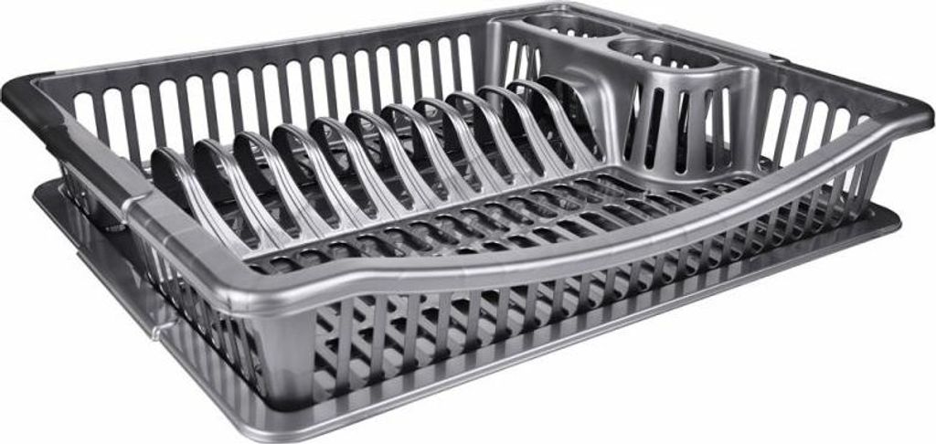 Abtropfgestell mit Tropfschale - Kunststoff - silber - 36 cm - Geschirrkorb