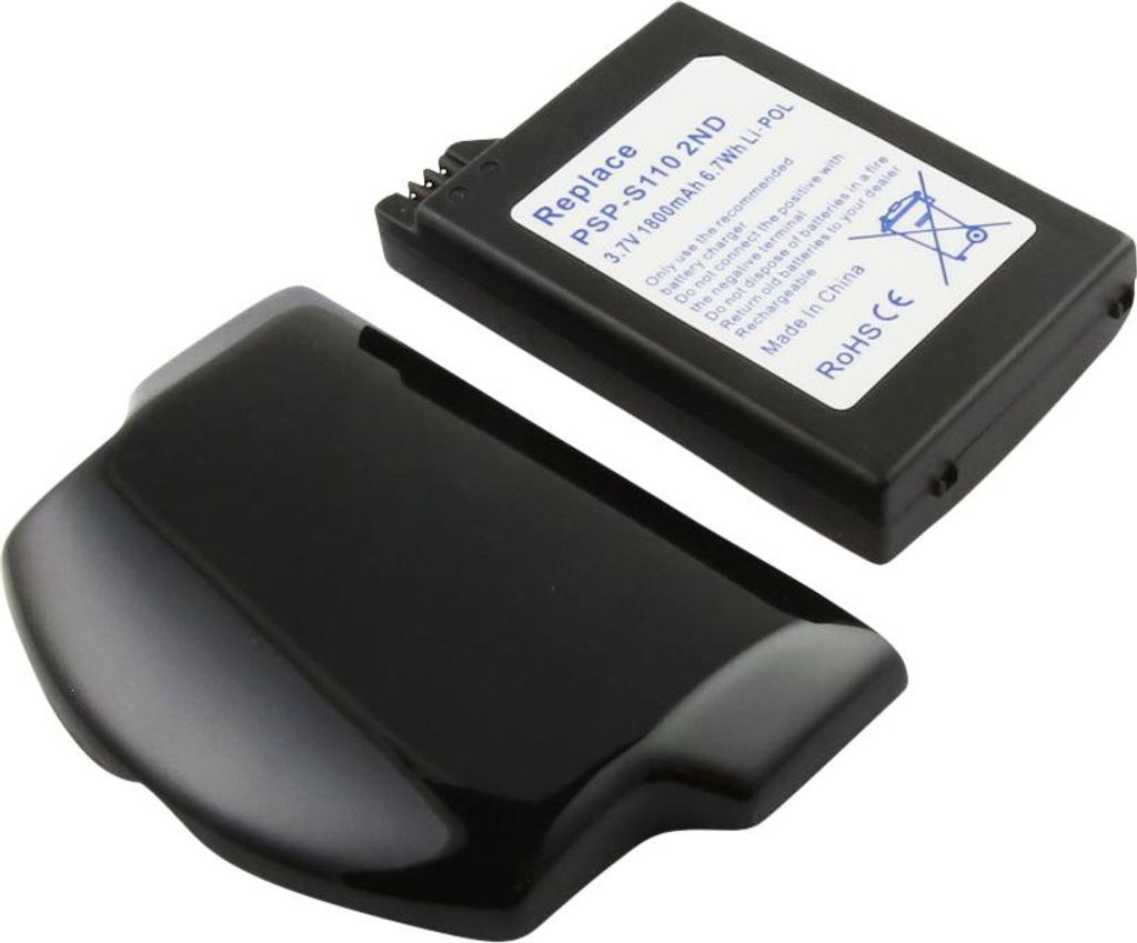 Akku für SONY PSP-S110 PSP 2 Generation Li-Polymer, 3,7V, 1800mAh, 6,7Wh, 2nd - mit Gehäuse