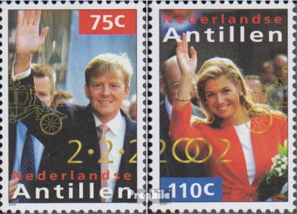 Briefmarken Niederländische Antillen 2002 Mi 1128-1129 (kompl.Ausg.) postfrisch Hochzeit