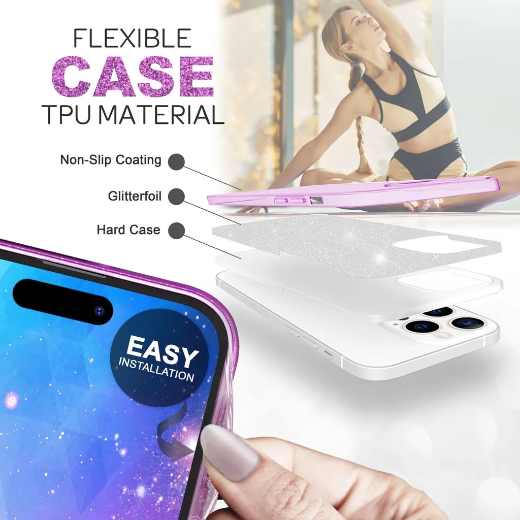 Custodia Jaholan Per IPhone XR Con Glitter Oro E Marmo – Silicone TPU Ultrasottile, Flessibile, Design Lucente - 3