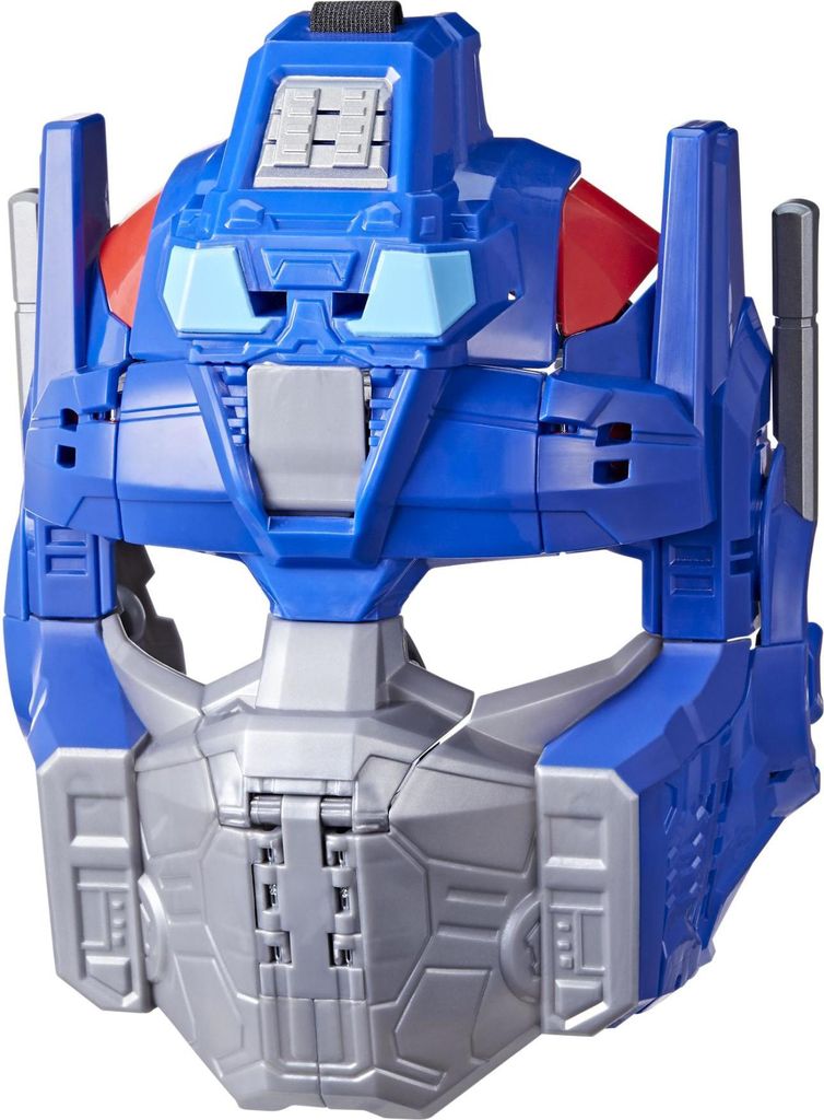 A close-up of a Transformers Optimus Prime mask.