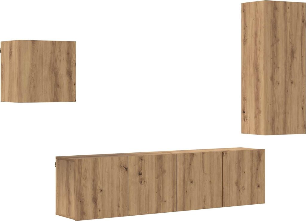 vidaXL TV-Schränk Wandmontiert 4 pcs Artisan-Eiche Holzwerkstoff