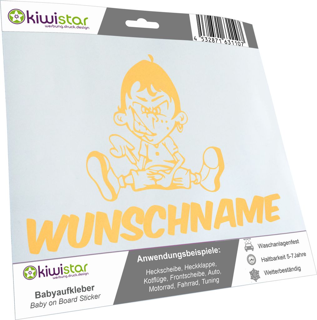 Kiwistar - Autoaufkleber - Piss on Wunschname - Junge sitzt - 40 cm - creme - Pissmännchen - Aufkleber für Auto, Laptop, Fahrrad, LKW, Motorrad M...