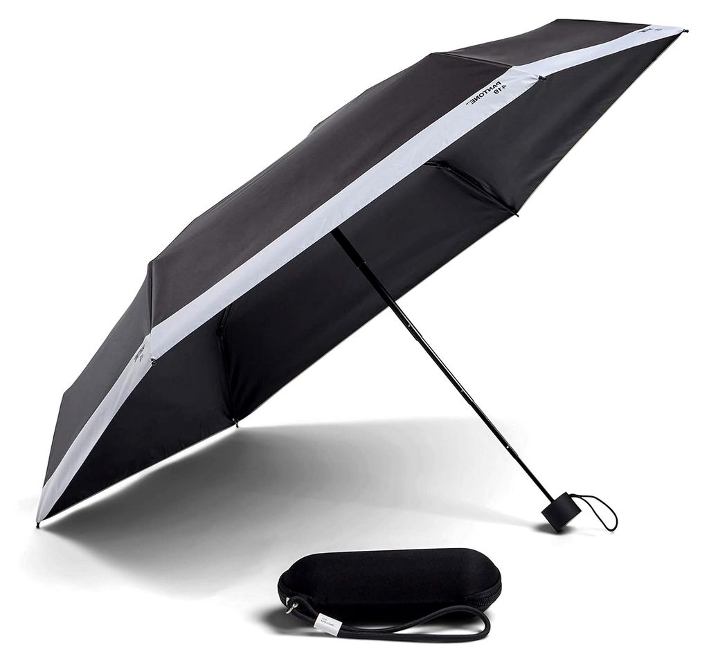 Taschenschirm mit modischem Reise-Etui, Schwarz