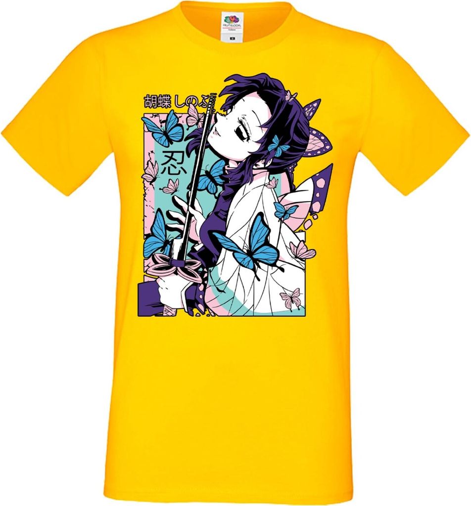 Herren T-Shirt Manga Anime Demon Anime Slayer Shinobu Kocho Shinobu, Man 2XL / Gelb