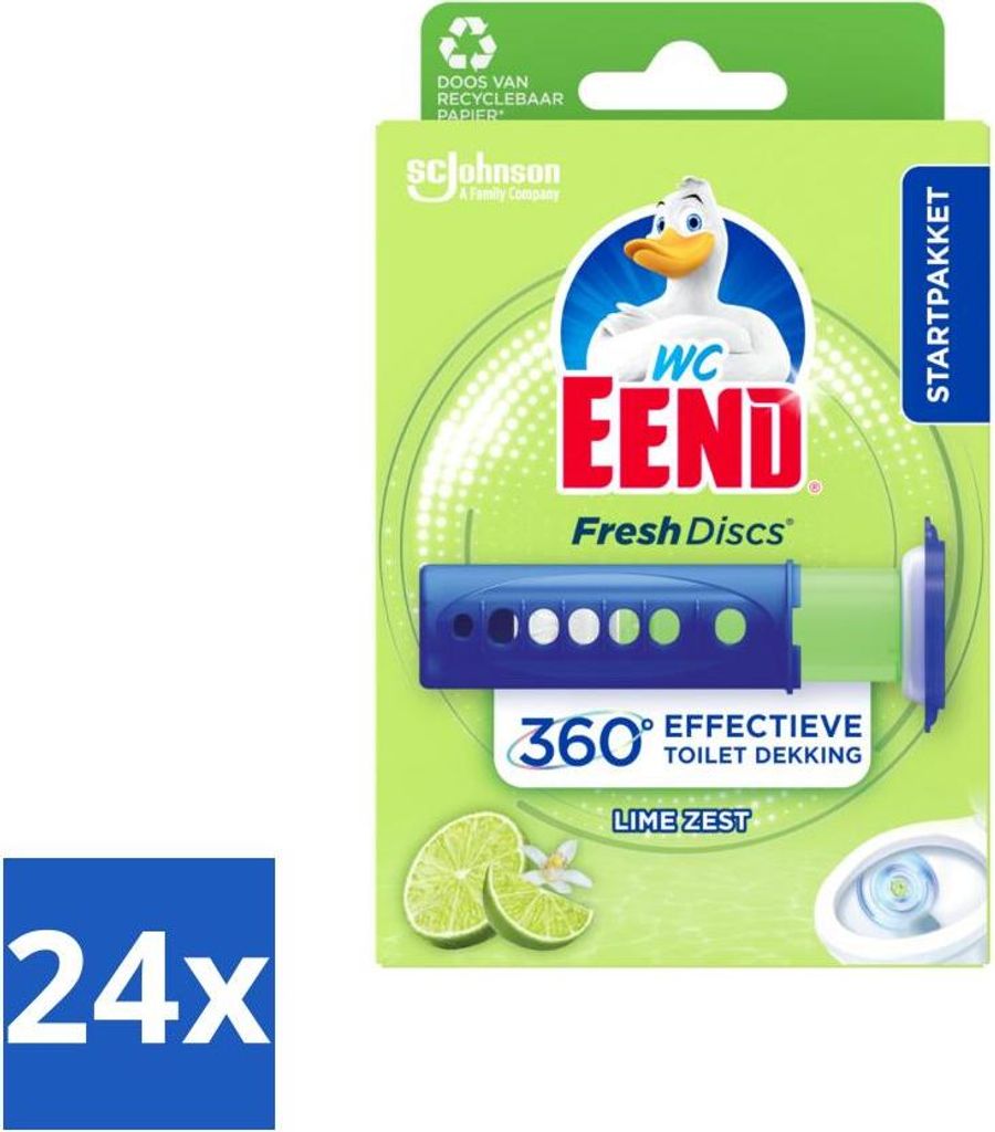 WC Ente - Fresh Discs Limettenschale - Toilettengel - Hygienisch & Frisch für bis zu 7,5 Wochen - 36 ml - Vorteilspack - 24 Stücke