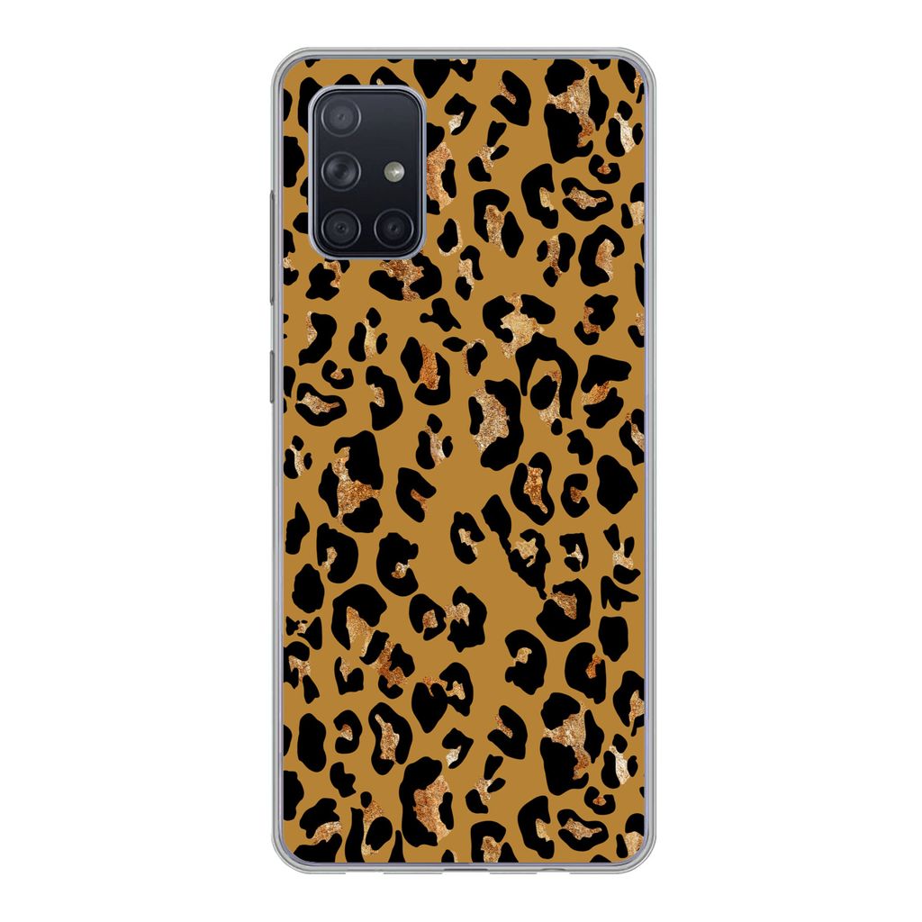 MuchoWow Handyhülle Schutzhülle Hülle für Samsung Galaxy A51 5G Pantherdruck - Gelb - Gold Silikon Softcase Handy Hülle - Abbildung