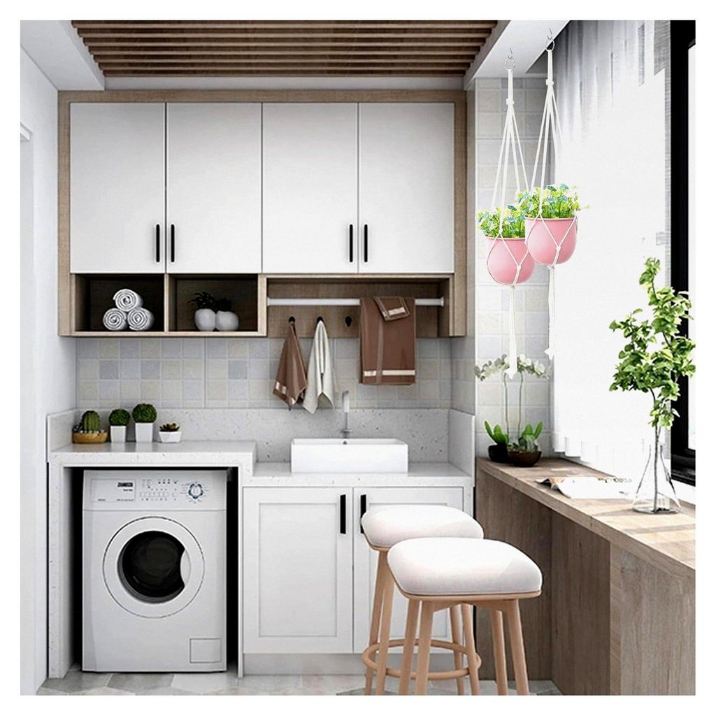 6er Set Makramee Aufhänger für Innen und Außen 60cm 80cm 100cm mit 6 S-Haken