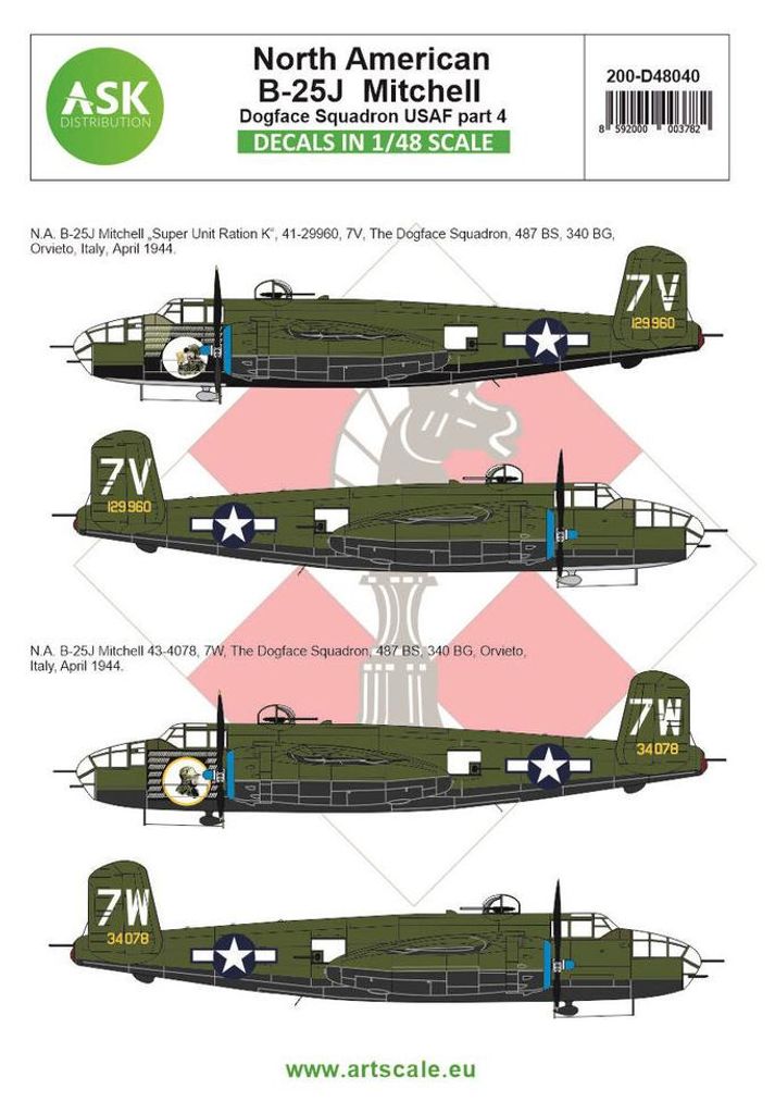 Art Scale Kit 200-D48040 - 1:48 B-25J Mitchell part 4 - US Dogface Sq. Super Unit Ration K, Mediterranean a. - Neu