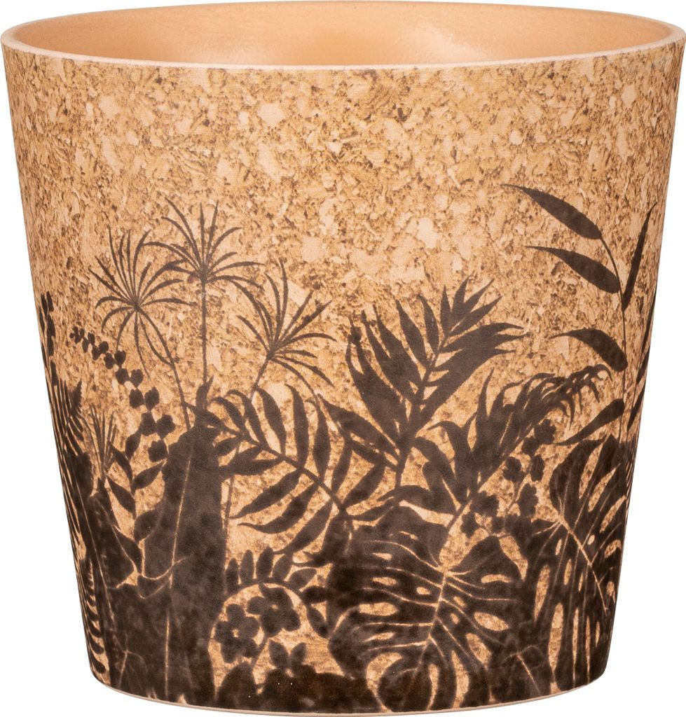 Scheurich Cork Style, Blumentopf aus Keramik, Farbe: Cork Jungle, 14 cm Durchmesser, 13,2 cm hoch, 2,6 l Vol.