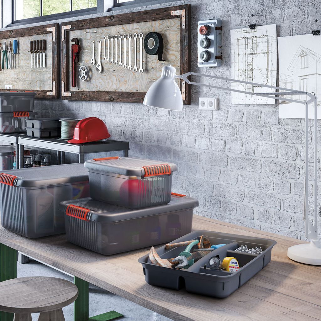 KIS K Latch Box L, Aufbewahrungsbox, Grau, Orange, Produktbild 
