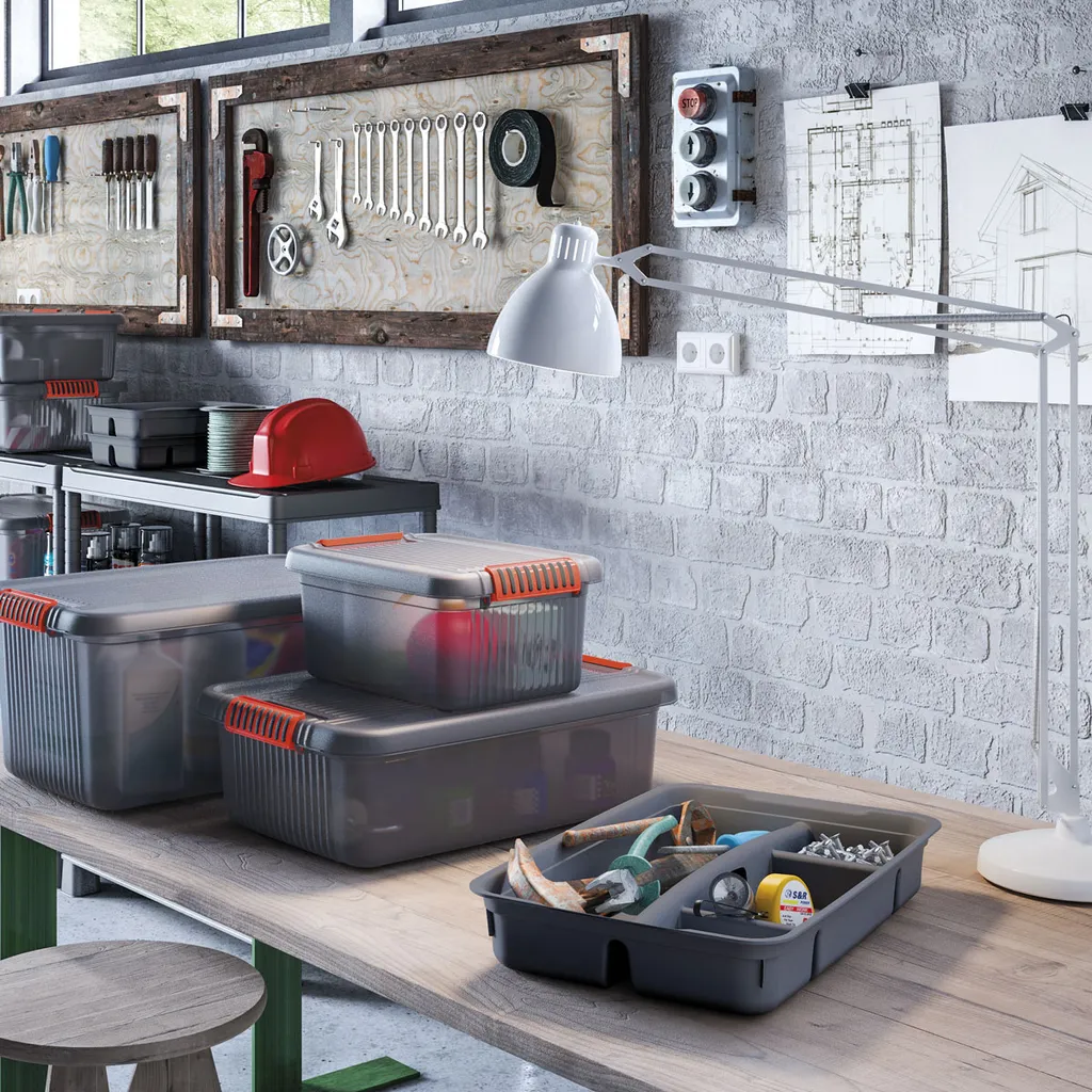 Boîte de verrouillage Vers L gris et orange 43L pour rangement sécurisé
