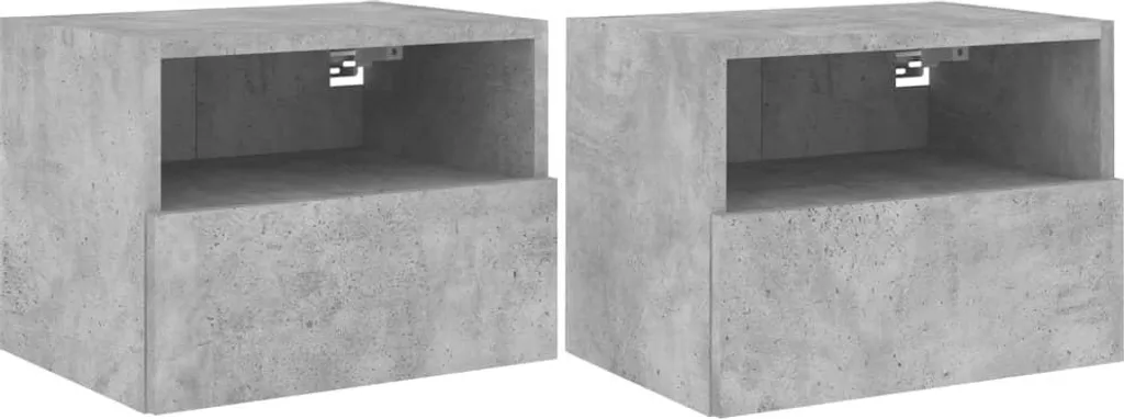 Petit Meuble TV Mural Gris Béton 40cm en Bois Composite Haute Densité