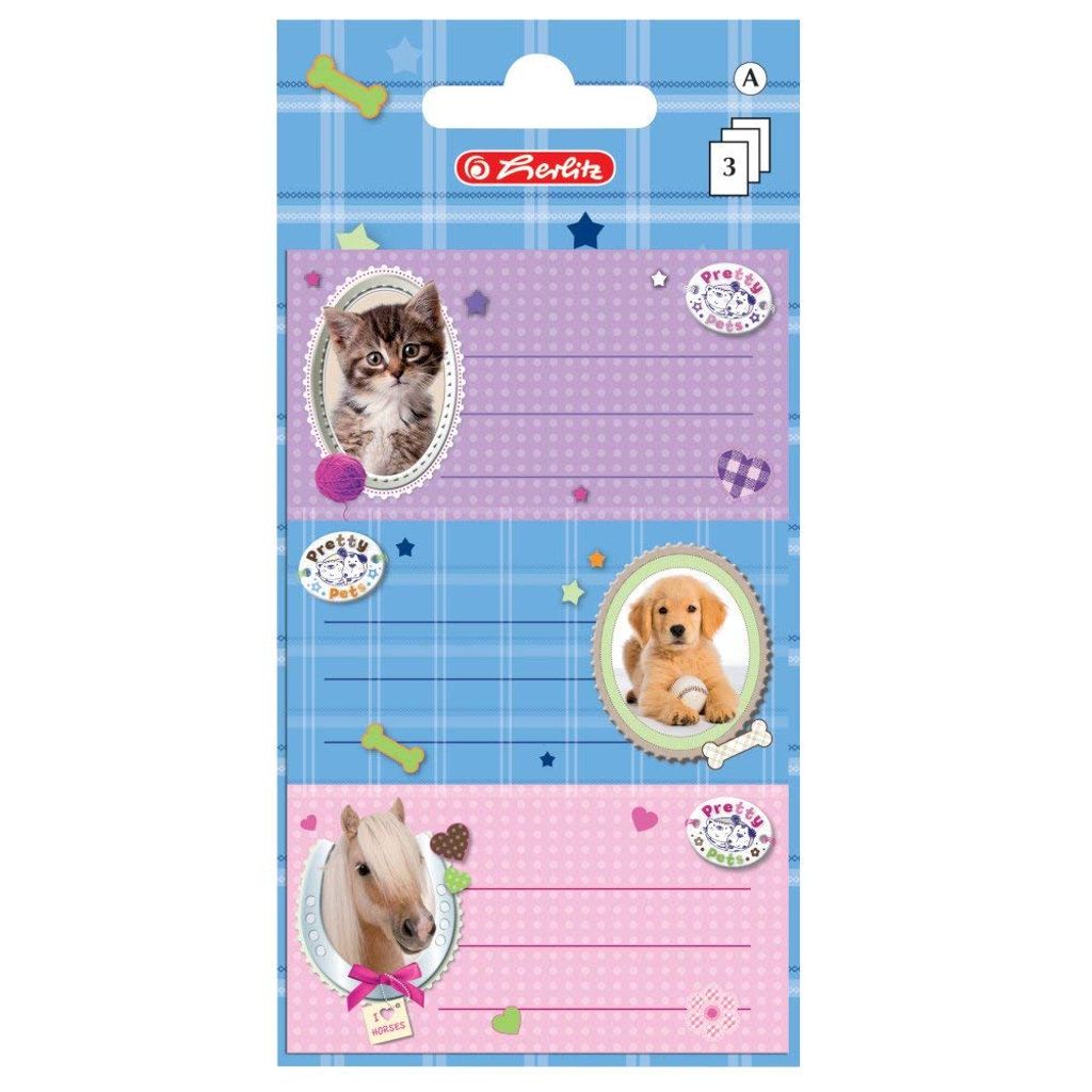 HERLITZ 10917326 Etichette per libri Pretty Pets 78 x 42 mm Immagine del prodotto 