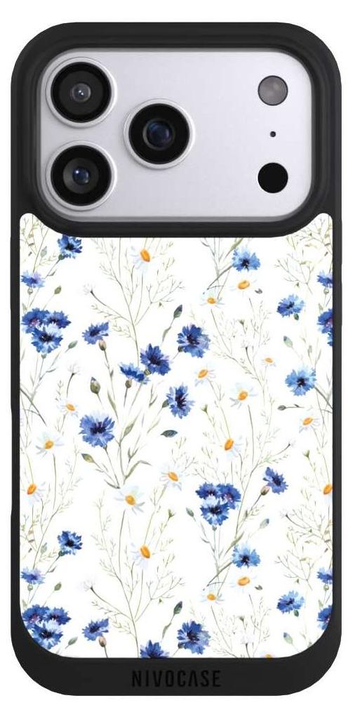 NIVOCASE Handyhülle für Apple iPhone 17 Pro Hülle NIVOpure Case Schwarz Blume Blumen Muster