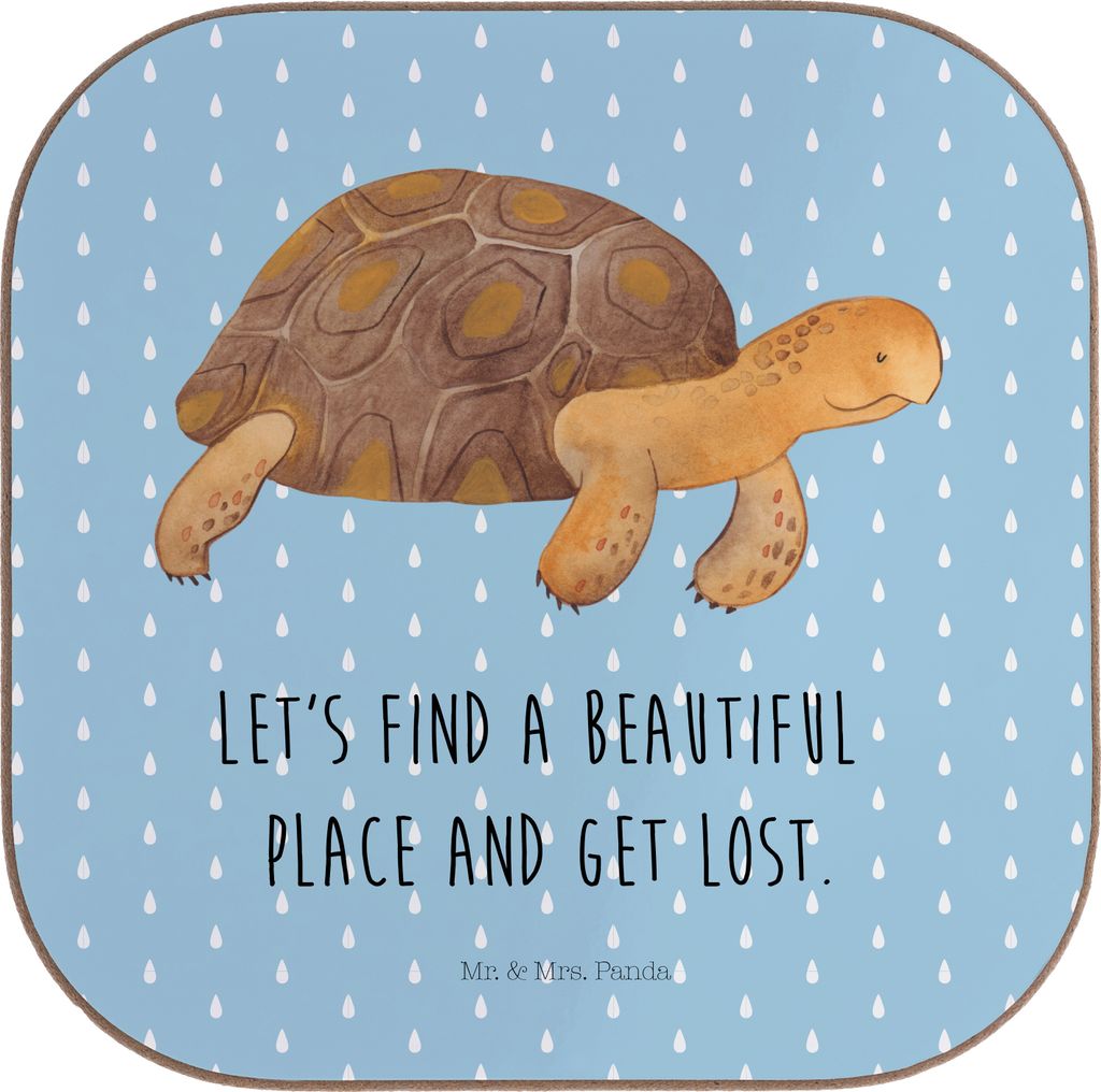 Mr. & Mrs. Panda Untersetzer für Gläser Schildkröte Marschieren - Blau Pastell - Geschenk, party, Lieblingsmensch, Neustart, Tischschoner, gläs...