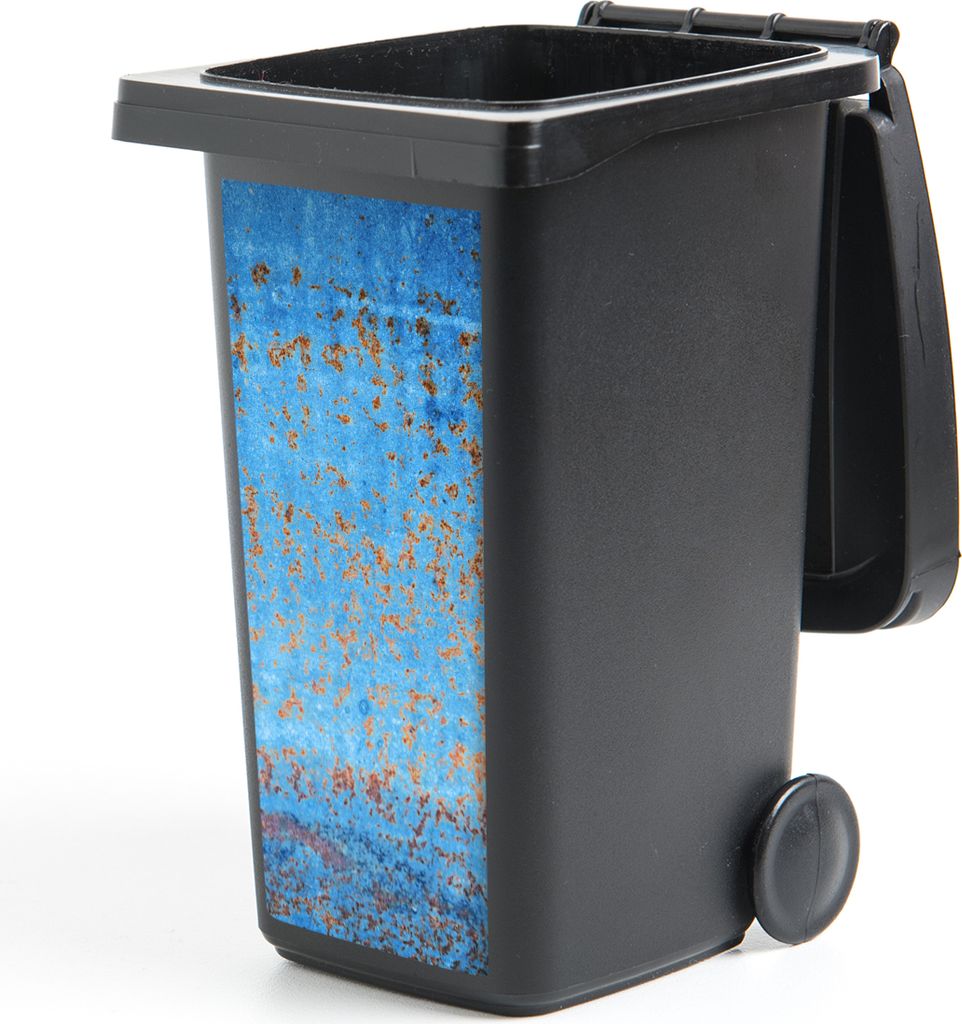 MuchoWow Mülltonnenaufkleber Blau - Rost - Vintage 44x98 cm - Containeraufkleber - Aufkleber - Mülltonnen-Aufkleber